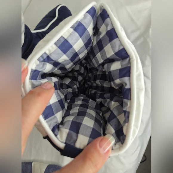 Hastens Size M Navy and White Down Boots /Bootie Slippers